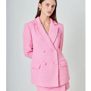 Endless Rose Emily Tweed Cinched Double Breasted Blazer XS
